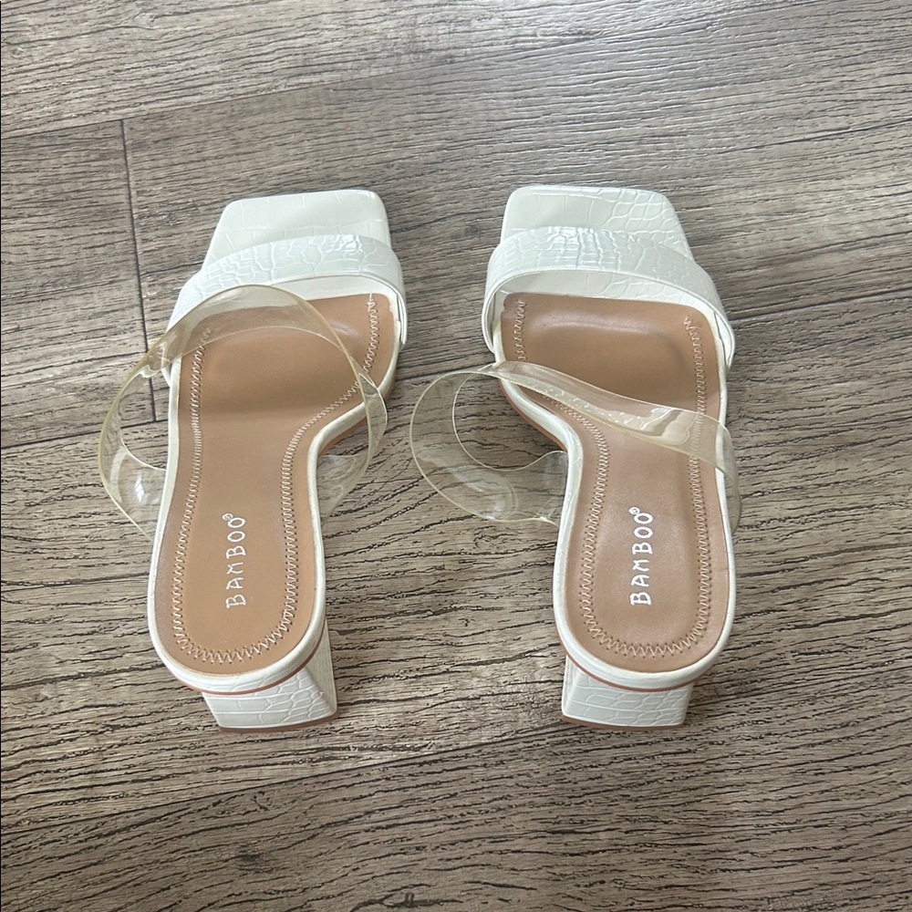 BAMBOO White Croc-Embossed Heels - Picture 6 of 12